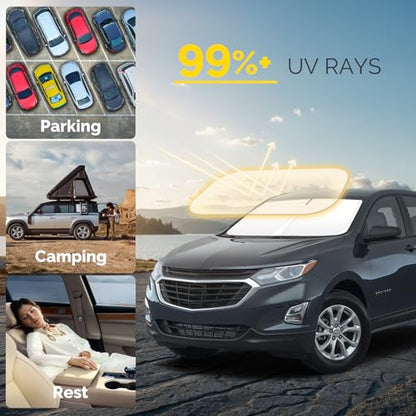 Car Windshield Sun Shade Compatible with 2018 2019 2020 2021 2022 2023 2024 2025 2026 Chevy Equinox Accessories Windshield Cover Foldable Front Window Sunshade Custom Sun Visor Blocks UV Rays - size: For 2018-2026 Chevy Equinox