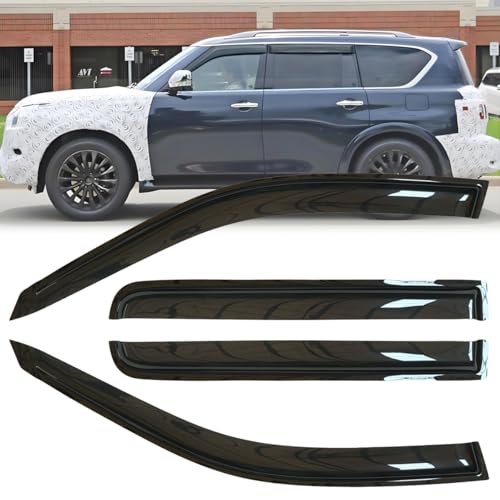 4pcs Original Shatterproof Rainproof Side Window Wind Deflectors for Nissan Armada 17-24,Tape-on Rain Guards Sets,Nice Looking Window Visors for Cars,Vent Deflector fit for 2017-2024 Armada NI60 - size: for 2017-2024 Nissan Armada