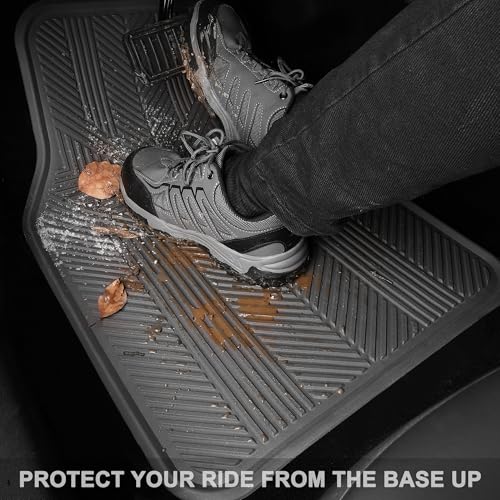 CAR PASS Universal Car Floor Mats & Cargo Liner Full Set, Waterproof Anti-Slip Rubber Trim to Fit Trunk Mats All Weather Protection Fit Car SUV Sedan Coupe Vehicle Automotive 5 Pieces, S-M Size Gray - color: Gray
