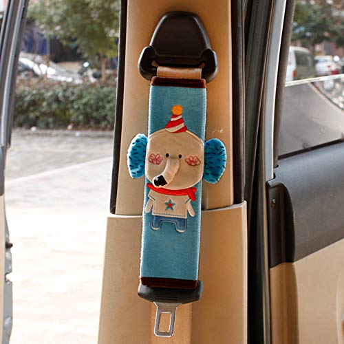 Tianmei 2Pcs Cute Cartoon Doll Styling Car Seat Belt Cover Shoulder Strap Pad (Elephant) - color: Elephant Blue - 2PCS