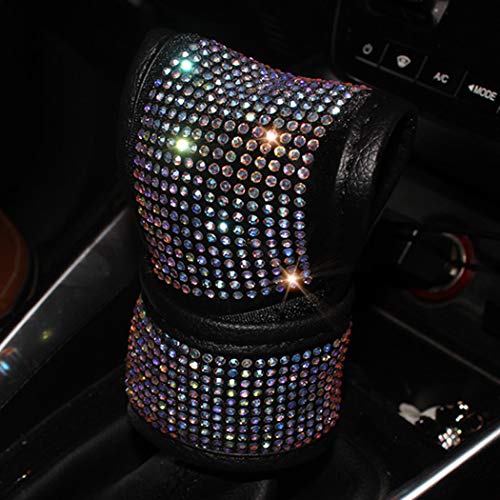 Plush Auto Gear Shift Knob Cover with Crystal Glitter Bling Rhinestones for Girls,Lady Universal Fit (Bling) (Colorful) - color: Colorful