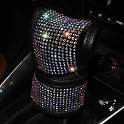 Plush Auto Gear Shift Knob Cover with Crystal Glitter Bling Rhinestones for Girls,Lady Universal Fit (Bling) (Colorful) - color: Colorful