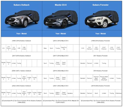 Kayme SUV Car Cover Custom Fit for Subaru Outback/Forester, Mazda CX-5 CX5 CX-50 CX50 CX 50, Windproof Upgraded & 100% Waterproof. All-Weather Full Exterior Cover Rain Sun Snow Protector with Towel. - size: Fit for Subaru Outback/Forester,Mazda CX-50