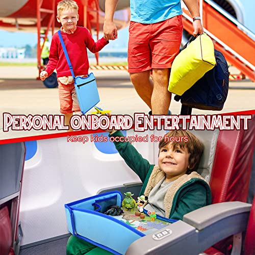 ecoZen Lifestyle Kids Travel Tray & Toddler Lap Desk Organizer - Airplane and Car Seat Table for Road Trip Essentials - Airplane Must Haves for Toddlers - Carseat Tray Kid Travel - Lap Table - color: Blue