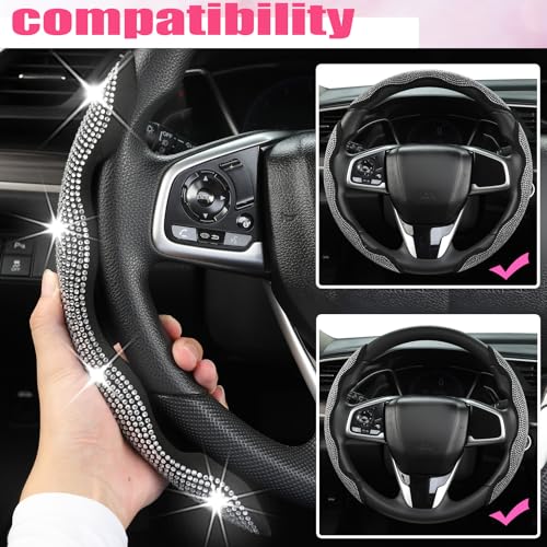 West Llama Diamond Bling Car Steering Wheel Cover with Crystal Rhinestones,3PCS Segmented Steering Wheel Protector,Universal for 99% Cars for Women(Black with White Diamond) - color: Black with White Diamond Rhinestones