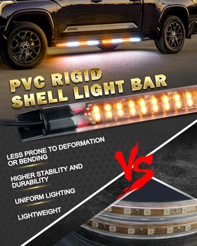 LUMENIX 70 Inch Emergency Running Board Rigid Strobe Lights Strip Bar 864 LED Flashing Warning Safety Light with Controller for Construction Vehicles Work Commercial Trucks Pickups Cars - Amber White - color: Amber and White