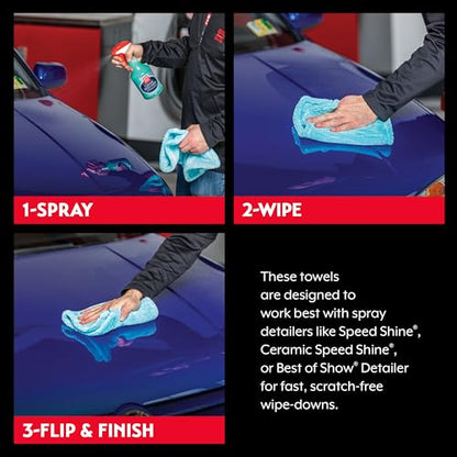 Griot's Garage PFM Edgeless Detailing Towels for Car Cleaning and Detailing, Scratch-Free, Machine-Washable, Small, 16” x 9”, Set of 3, 55527