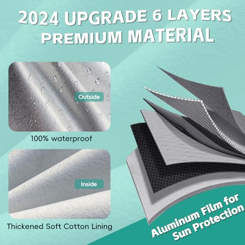 GUNHYI Pickup Truck Cover Waterproof All Weather, 6 Layer Full Size Cover Universal Fit Chevy S10/C10, Ford F100, RAM 1500, Silverado 1500, Tacoma Regular Cab Single Cab (Truck, up to 210 inch) - color: Silver, size: Truck M-length Up to 210 Inch