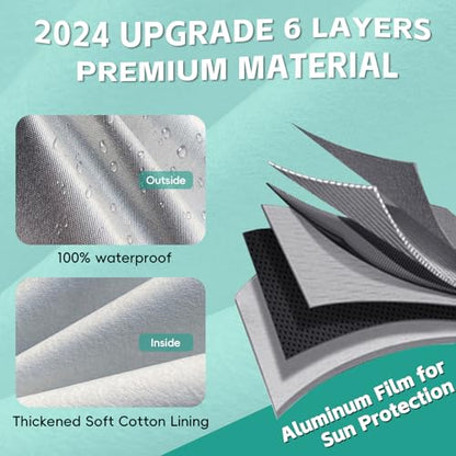 GUNHYI Pickup Truck Cover Waterproof All Weather, 6 Layer Full Size Cover Universal Fit Chevy S10/C10, Ford F100, RAM 1500, Silverado 1500, Tacoma Regular Cab Single Cab (Truck, up to 210 inch) - color: Silver, size: Truck M-length Up to 210 Inch