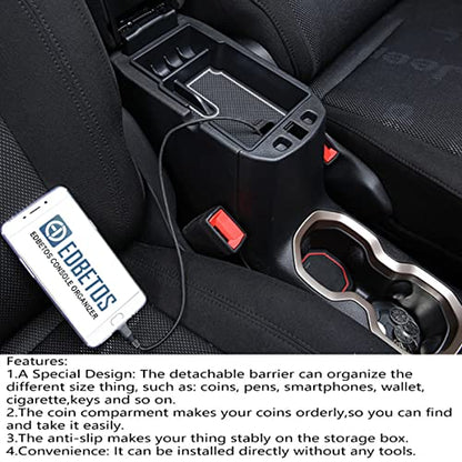 EDBETOS Center Console Organizer Tray Compatible with Jeep Renegade Accessories 2015-2019 2020 2021 2022 2023 Armrest Glove Box Secondary Storage (White Line) - color: White Line