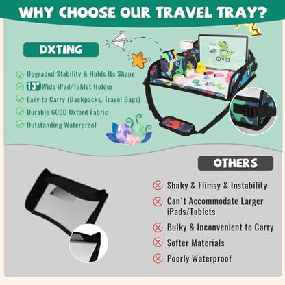 Kids Travel Tray for Airplane - Toddler Car Seat Table Tray, Road Trip Essentials for Boys & Girls, Carseat Lap Desk for Kids Road Trip Activities, Dinosaur - color: Dinosaur