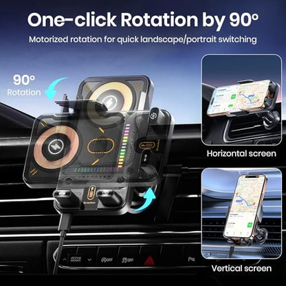 Car Phone Holder with 15W Wireless Car Charger, Car Vent Mount with Induction Opening and Closing, Air Vent Phone Stand with Horizontal and Vertical Screen Rotation Adjustment for iPhone -Sliver - color: Sliver