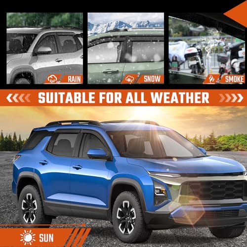 Tape-On Rain Guards Compatible with Chevy Equinox 2025 2026 Window Deflector Out Channel Extra Durable Side Sun Guard 2025 Equinox Visor Deflectors Black 4 PCS - size: Fit for Chevy Equinox 2025-2026