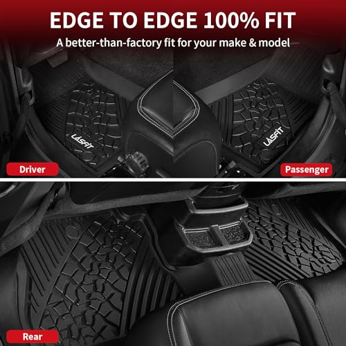 LASFIT Floor Mats for Jeep Gladiator JT 2020-2025 2026 All Weather TPE Custom Fit Pickup Truck Mats Floor Liners 1st & 2nd Row, Black - style: Gladiator 2020-2026 Floor Mats