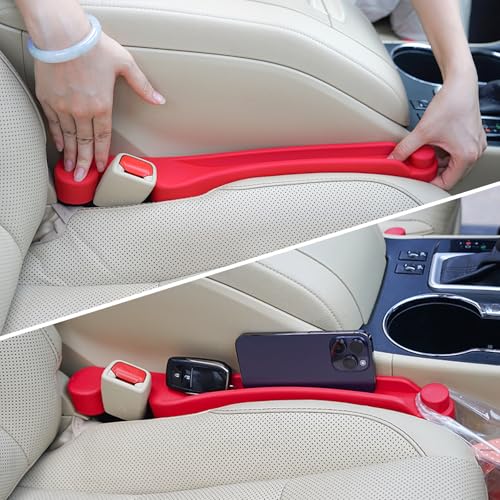 Givifive Car Seat Gap Filler Set of 2, 3IN1 Seat Side Gap Filler Plug with Storage Slot & Hook Function, Soft Foam Universal Fit Car SUV Truck Fill Gap Between Seats Console Organizer (Narrow Red) - color: Red, size: Narrow
