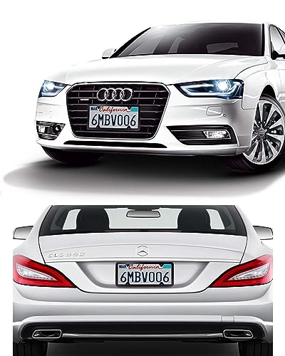 License Plate Frames Black, 2 Pcs 4 Holes Car Licenses Plate Covers Stainless Steel Holders Frame for Plates with Screw Caps.