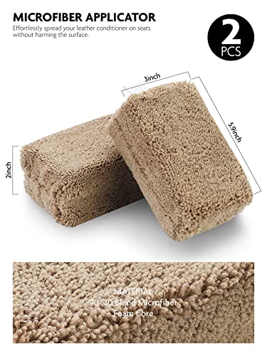 Fantasticlean 9PCS Car Interior Detailing Set, Microfiber Cloth & Applicator, Single-Head Detailing Brushes, Natural Bristles, Scratch-Free & Ultra-Soft for Seats Leather Care or Cleaning - size: IT-ACS01-NT