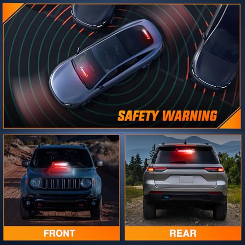 Nilight 12LED Traffic Advisor Strobe Light Bar Red White Emergency Warning Hazard Safety Dash Front/Rear Windshield Flashing Lights for Cars Trucks Police Firefighter Plow Construction Vehicles - color: Red White