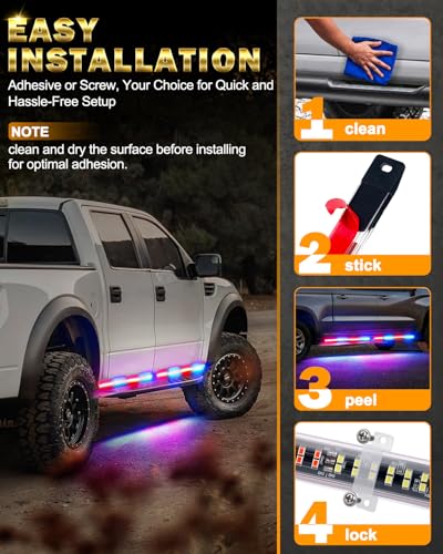 LUMENIX 70 Inch Emergency Running Board Rigid Strobe Lights Strip Bar 864 LED Flashing Warning Police Light with Controller for Cop Vehicles Trucks Pickups Cars - Red and Blue - color: Red and Blue