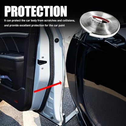 50Ft Automotive Chrome Trim Molding, Chrome Tape, 1/2" Universal Bumper Window Door Body Side Decorative Strip Scratch-Proof, Silver Car Exterior and Interior Side Molding for Motor Truck RV
