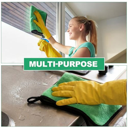 Nuenen 20 Pcs Microfiber Car Drying Towels Microfiber Cleaning Cloth 800 GSM Thick Plush Cleaning Dusting Cloth Auto Detailing Absorbent Towels Rags for Car Household Kitchen Window(Grey and Green) - color: Grey and Green