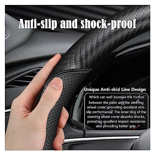 Black Car Steering Wheel Cover Compatible with Honda, Nappa Premium Leather Carbon Fiber Texture Automotive Steering Wheel Cover Fits Honda Accord, Civic, CRV, Fit, Odyssey, Pilot - size: Standard (For 14.5-15 Inch Steering Wheel)