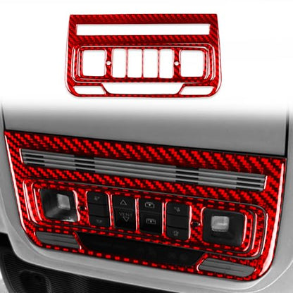 Real Red Carbon Fiber Car Front Row Roof Reading Light Control Panel Sticker Auto Interior Trim Compatible with Ford Explorer(U625) XLT/Limited/ST/Platinum/Platinum Hybrid 2020 2021 2022 2023 - color: Front Reading Light Panel