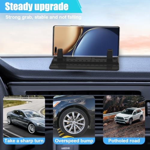 Cell Phone Holder for Car Dashboard - Adjustable Silicone Phone Mount Car Pad Mat - Universal Anti-Slip Vehicle GPS Mounting Mat Cellphone Stand for Smartphones Navigation