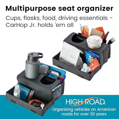 High Road CarHop Jr - Car Organizer with Cup Holders and Storage or Eating Tray for Car - Front Seat Organizer for Drivers and Back Seat Organizer for Kids and Adults
