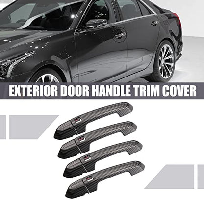 X AUTOHAUX Exterior Outside Door Handle Cover Kit Front Rear Left Right for Cadillac XT4 XT5 XT6 CT4 CT6 CTS ATS XTS 2013-2021 Carbon Fiber Pattern Black - color: Black Carbon Fiber