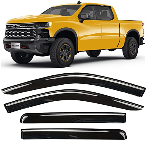 Side Window Visors Rain Guards Vent Deflectors for 2019-2025 Chevrolet Silverado/GMC Sierra 1500 Crew Cab 2022 LTD, 2020-2025 Silverado/Sierra 2500HD 3500HD Crew Cab, Pickup Truck Accessories 94805 - size: Compatible with Silverado/Sierra 1500 Crew 2019-2