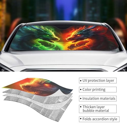 Dragon Car Sun Shade Windshield Sunshade Foldable Front Window Shield Cover for Truck SUV - color: Blue6