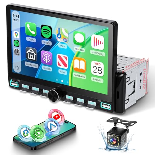7’’ Single Din Radio Stereo with Wireless or Wired CarPlay Android Auto You-Tube, 1 Din Touchscreen Radio with Piano Keys,Car Stereo Support Mirror Link, Rear View Camera USB&Type-C FM SWC BT EQ MIC - style: Dual USB & Piano Keys