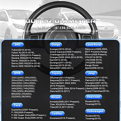 SEG Direct Car Steering Wheel Cover for F-150 Tundra Range Rover 15.5-16 inch, Black and Blue Microfiber Leather - color: Black and Blue, size: Large size[15 1/2''-16'']