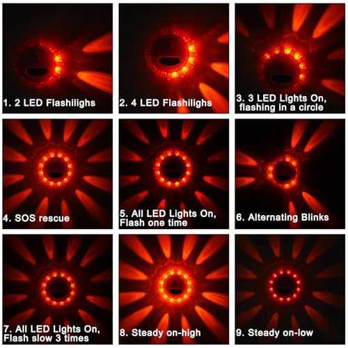 VANCLE USB-C Rechargeable LED Road Flares Roadside Emergency Light, Safety Warning Flashing Flare Beacon Disc Strobe Traffic with Magnetic Base for Construction Vehicles Truck Boat (Red,2 Pack) - color: Red, size: 2 Pack