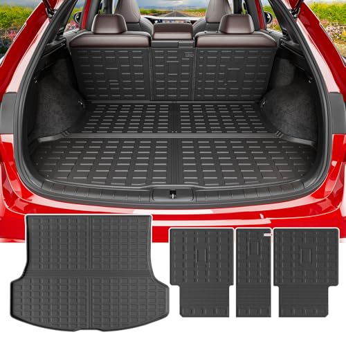 powoq Cargo Mat Compatible with 2023-2026 Lexus RX350 RX350H RX500H Trunk Mat Cargo Liner Back Seat Protector TPE Replacement for 2023-2026 Lexus Accessories (Trunk Mat+Backrest Mats) - size: Compatible with Lexus RX350/450H | 2023-2026