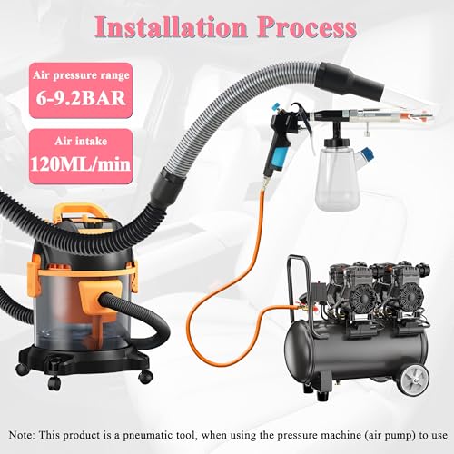 3IN1 Car Cleaning Kit, High Pressure Foam Cleaning Gun, Extractor Vacuum Set, Multi-Purpose Cleaning Gun Detachable Sprinkler Head for Automotive Detailing, Carpet, Upholstery, Surface Cleaning - color: blue