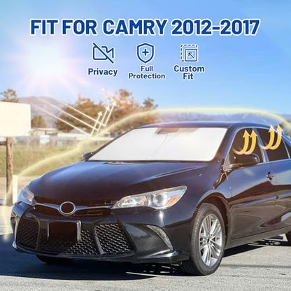 Car Window Shades for Toyota Camry 2012-2017 Accessories - Full Set 6PCS Side Window Sunshades with Memory Frame & Blackout Fabric, Privacy UV Shield for Camping/Travel - size: Fit for Toyota Camry 2012-2017