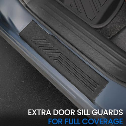 Floor Mats Set for 2017-2025 Mazda CX-5, All Weather TPE Backrest Mat Trunk Mat Cargo Liner Door Sill Guards Accessories for CX5 (Full Mats Set) - style: Floor Mats Set