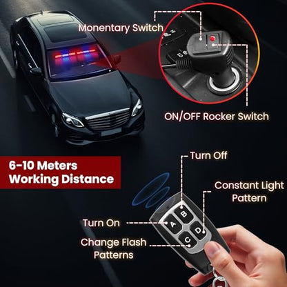 Red and Blue Emergency Police Lights For Vehicle LED Strobe Cop Light Bar For Directional Warning Vehicles Trucks 23 Flash Patterns 2pcs 12.8 inch Wireless Remote Control - color: Red Blue