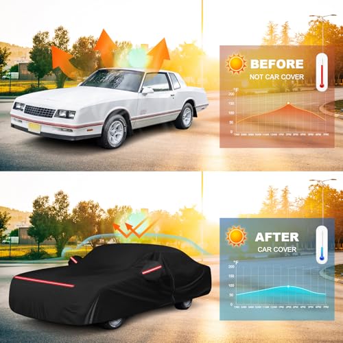 QUNSUNUS Car Cover for Chevy Monte Carlo 1970-1972 and 1978-1988, Waterproof Car Covers with Cotton Lining, All Weather Monte Carlo Cover with Straps and Zipper for Wind, Sun and Dust Protection - color: for Chevy Monte Carlo 1970–72&1978–88
