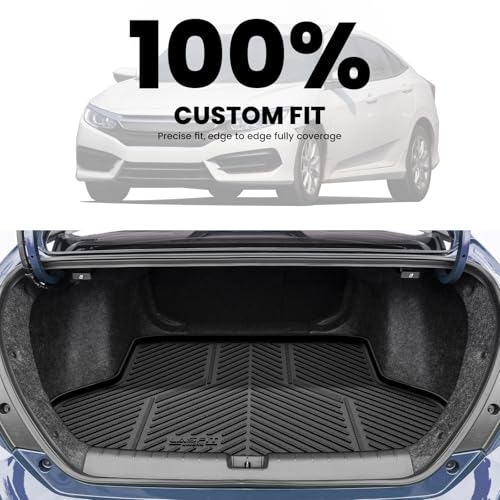 LASFIT Trunk Mat for Honda Civic Sedan 2016-2021, All Weather TPE Custom Fit Trunk Liner Trunk Tray Cargo Mat Cargo Liner Cargo Tray (Not for Hatchback/Coupe) - style: 1）For Honda Civic | 2016-2021 | Trunk Mat