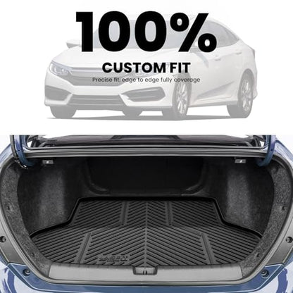LASFIT Trunk Mat for Honda Civic Sedan 2016-2021, All Weather TPE Custom Fit Trunk Liner Trunk Tray Cargo Mat Cargo Liner Cargo Tray (Not for Hatchback/Coupe) - style: 1）For Honda Civic | 2016-2021 | Trunk Mat
