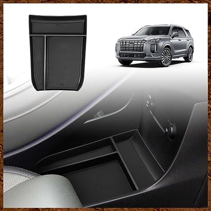 Muslogy for Palisade 2023 2024 Lower Center Console Organizer Storage Tray Interior Accessories ABS Material Compatible with Hyundai Palisade 2021 2022-2024 (Black) - size: 21-25 Palisade Console Organizer