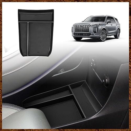 Muslogy for Palisade 2023 2024 Lower Center Console Organizer Storage Tray Interior Accessories ABS Material Compatible with Hyundai Palisade 2021 2022-2024 (Black) - size: 21-25 Palisade Console Organizer