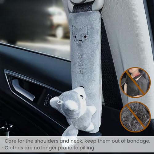 2 PCS Seat Belt Cover Pad, Cute Kawaii Animal Fox Seatbelt Covers for Kids and Adults, Winter Plush Fluffy Soft Seat Belt Cover, Cartoon Seatbelt Cushion,Car Seat Strap Pads (E-Fox) - color: E-Fox