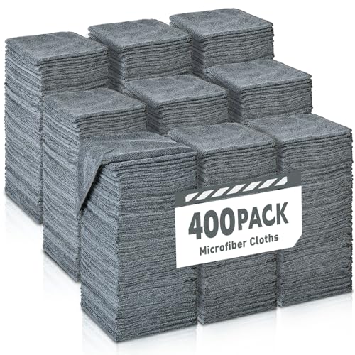TEAWOO Gray Microfiber Cleaning Cloths Bulk Pack-400 Pack, Microfiber Towels Bulk, Towels for Cars, Cleaning Rags Gray (12x12 inches) - color: Grey, size: 400 Pack