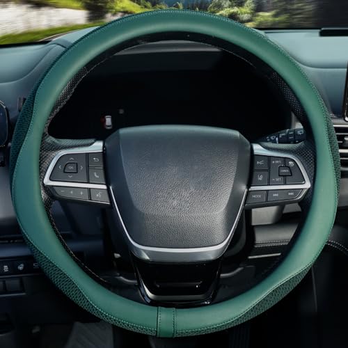 ZHOL Green Steering Wheel Cover,Soft Microfiber Leather,Non-Slip and Breathable Car Steering Wheel Cover for All Season,Universal Fit for 15 Inch - color: Green