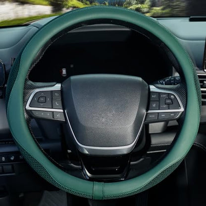 ZHOL Green Steering Wheel Cover,Soft Microfiber Leather,Non-Slip and Breathable Car Steering Wheel Cover for All Season,Universal Fit for 15 Inch - color: Green