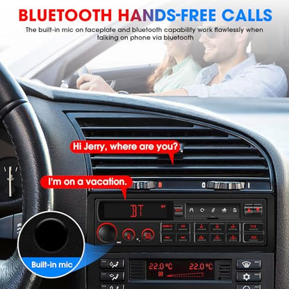 Single Din Retro Car Radio: European Style Stereo for Classic Vehicles - Bluetooth FM AM USB SD AUX USB-C Fast Charge 4-CHN 2 Subwoofer Outputs SWC